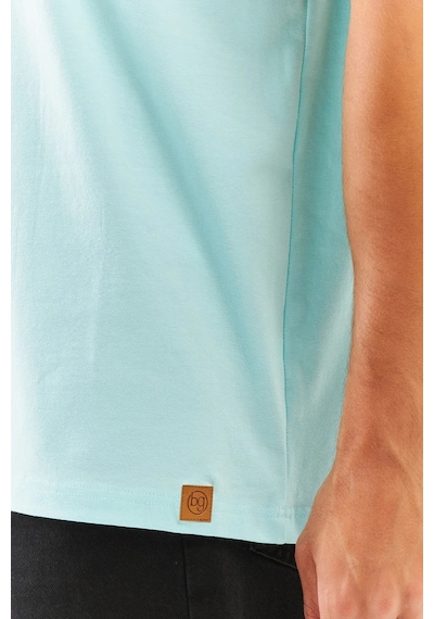 Erkek Oversize Rahat %100 Pamuklu Penye Bisiklet Yaka Kısa Kol Basic T-shirt Buz Mavisi