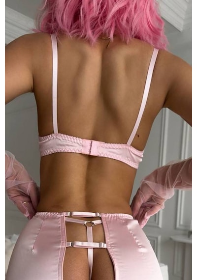 Alena Dekolte Jartiyer Set - Pembe