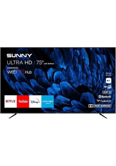 Sunny SN75QMN 75" 190 Ekran Dahili Uydu Alıcılı 4K Ultra HD Smart QLED TV