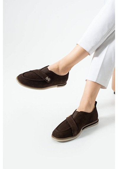 Dericia Shoes Glamour Hakiki Deri Süet Kadın Günlük Rahat Casual Ayakkabı Kahverengi