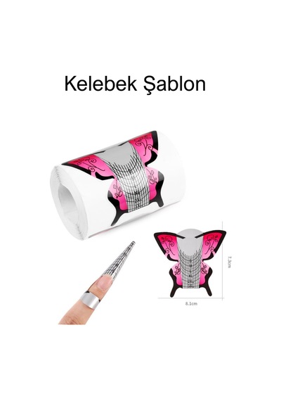 Kelebek Şablon Protez Tırnak Uzatma Şablon Jel Alt Form Şablonu 100adetkelebek