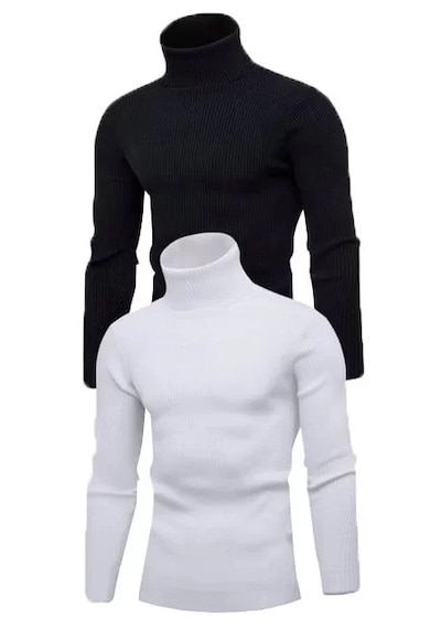 Modi 2 Adet Unisex Kaşkorse Boğazlı Full Likralı Fitilli Body Kazak Çok Renkli