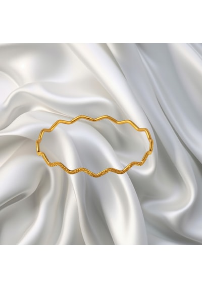 Leva Gold 22 Ayar Simli Dalgalı Ajda Bilezik