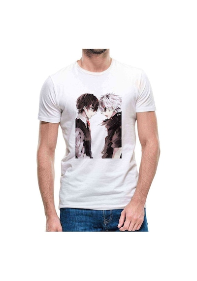 Anime Naruto Two Face Baskılı Beyaz Erkek Tshirt