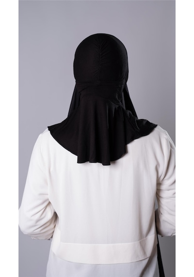 Hürrem Bone Siyah Pratik Hazır Geçmeli Şal Şifon Kumaş Hijab Bone 3009 01