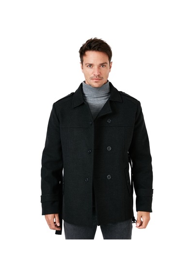 Buratti Slim Fit Cepli Pamuklu Kaşe Erkek Kaban 5841015 Füme
