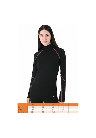 Scorp Thermo-fit Kadın Yarım Boğazlı Termal Üst Kayak İçlik Siyah Siyah