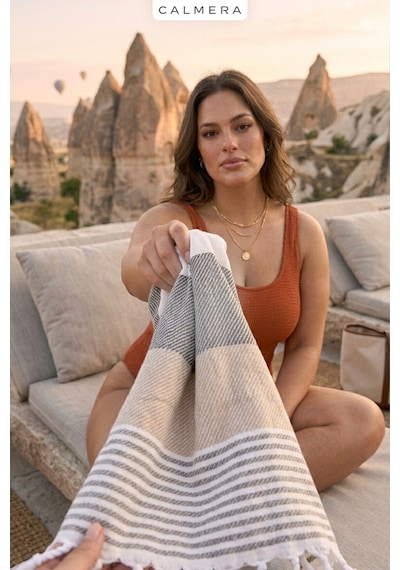 Calmera Natura Peştemal Pamuk - Doğal Saçaklı Plaj, Deniz, Havuz, Spa, Sauna, Spor, Seyahat Havlusu - Bej