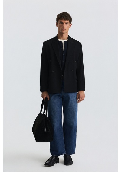Antioch Relax Fit Kruvaze Erkek Blazer Ceket Siyah