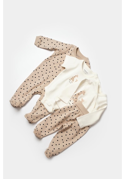 BabyCosy Bebek 10 Parça Set, %100 Organik Pamuk, Bebek Ve Yenidoğan Serisi, Hastane Çıkışı Seti - Csy5112 Ekru - Vizon