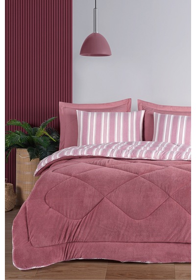 Comfort Set Yeni Nesil Wellsoft Yorganlı 2 Parça Tek Kişilik Soft Line Bordo Bordo