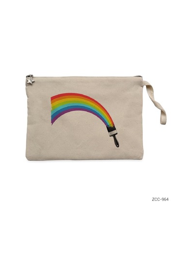 Zepplin Giyim Gökkuşağı - Rainbow Brush Clutch Astarlı Cüzdan / El Çantası