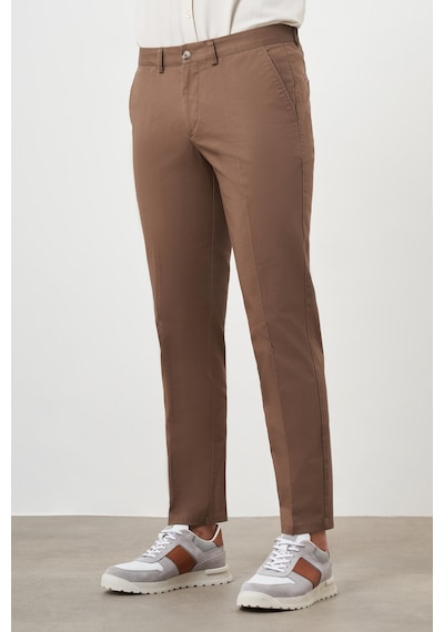 Morven Erkek Kahve Yazlık Pamuk Yan Cep Dynamic Fit Chino Pantolon Kahverengi