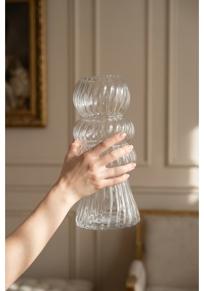 Aura Boğum Cam Vazo - 30 Cm Şeffaf