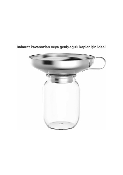 Paslanmaz Çelik Geniş Ağızlı Kavanoz Hunisi 15 Cm Salça, Reçel, Sos, Yağ Ve Bakliyat Aktarma Hunisi