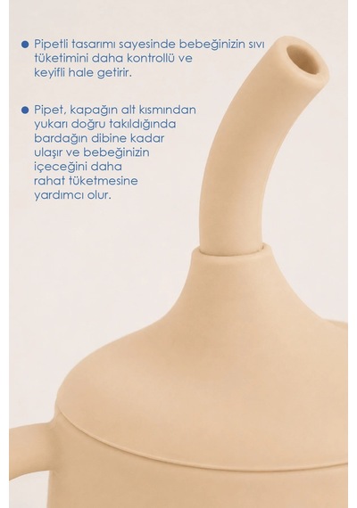 Babyjem Silikon Pipetli Bardak Ekru