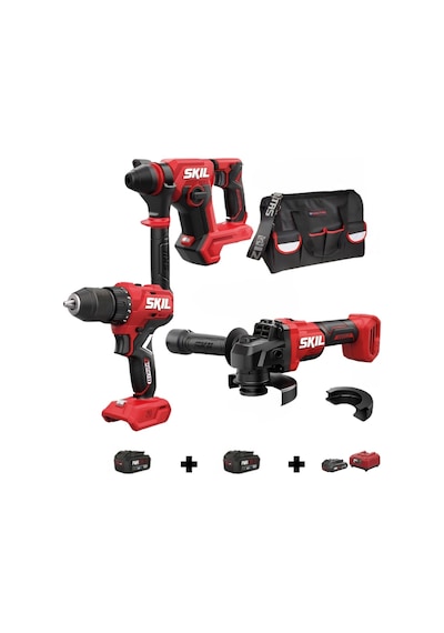 Skil Kombo Set 3 3851CA 20V Max Sds Delici + 3930CB Avuç Taşlama + 3075CA Matkap Vidalama + 3110AA 2.5AH Akü + Şarj Cihazı +2 Adet 4AH Li Batarya 3137AA