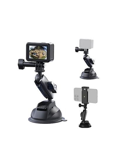 Telesın Alüminyum Alaşımlı Araç Vantuz Montajı, Hero 13 12 11 10 9 8 Djı Osmo Action 5 Pro 4 3 Insta 360 X5 X4 İphone Mobil Telefon Kameraları İçin, Telefon Tutacılı Araç Ön Cam Montajı