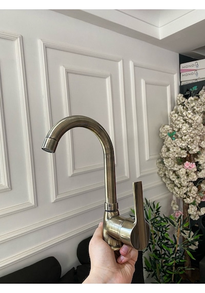 İsaoğlu Yapı Antik Gold Diamond Design Lavabo Bataryası Eskitme Lavabo Bataryası Gold