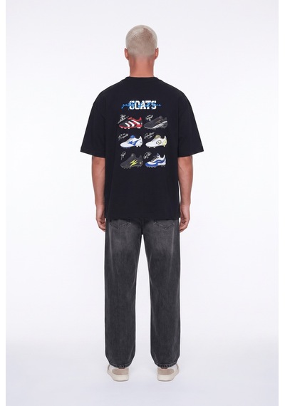 Respire Erkek Goats Baskılı Oversize T-shirt Siyah
