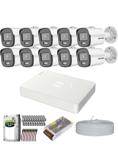 Hıkvısıon Colorvu Gece-karanlıkta 7/24 Renkli Ve Sesli 10 Kameralı Set 1tb 7/24 Hdd