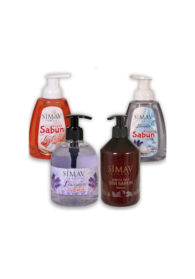 Simav Termal Sulu Köpük ve Sıvı Sabun Seti Çilek + Kestane Özü + Lavanta 4 x 500 ML