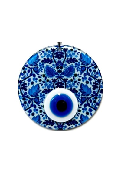 Yaprak Desenli El Yapımı Cam Nazar Boncuğu Yaprak Desenli Cam Duv