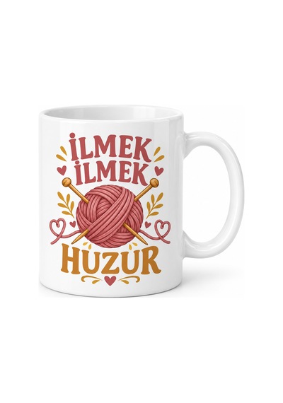 İlmek İlmek Huzur Tasarımlı Porselen Kupa - Model 324 Çok Renkli
