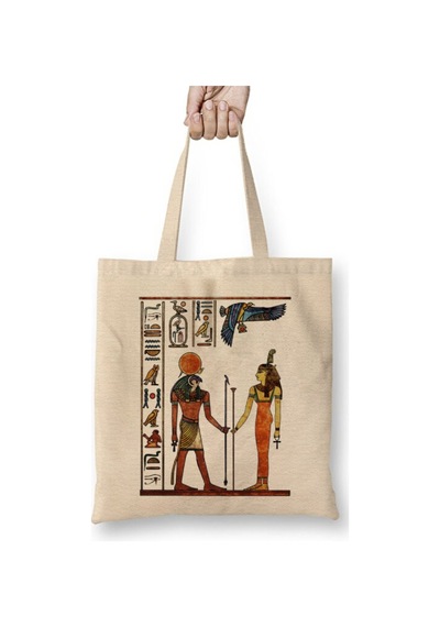 Toyaso Ancient Egypt Antik Mısır Beyaz Bez Çanta Uzun Saplı Alışveriş Çantası Plaj Çantası Beyaz