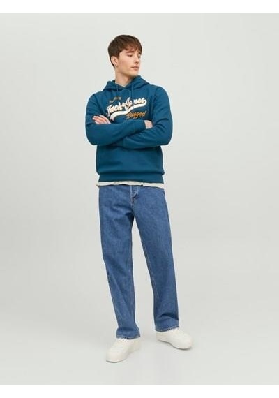 Jack & Jones Jjelogo Sweat Hood 2 Col 23/24 Noos Blue-blue Mavi