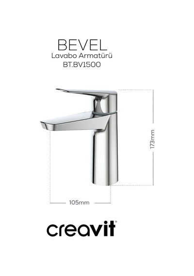 Creavit Bevel Lavabo Banyo Eviye Bataryası 3'lü Set BV1500-BV2500-BV8500 Krom