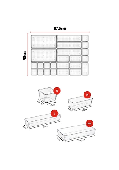 Nandy Home 24 Parça Çekmece İçi, Düzenleyici, Organizer Set Beyaz