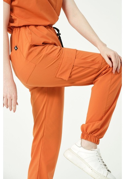 Somon Likralı Kargo Cep Jogger Paça Doktor Hemşire Forması Tek Alt Unisex
