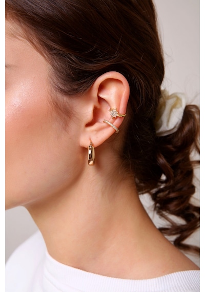 Aurrari Kuzey Yıldızı Earcuff 2 Adet Altın