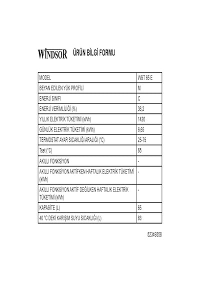 Windsor WST 65 E 65 LT Termosifon