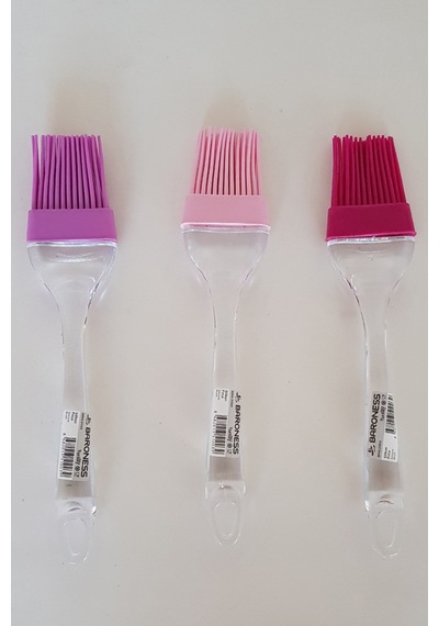 Barones Silikon Yumurta Fırçası 22 Cm Açık Pembe-fuşya-lila 3 Lü Set Silikon