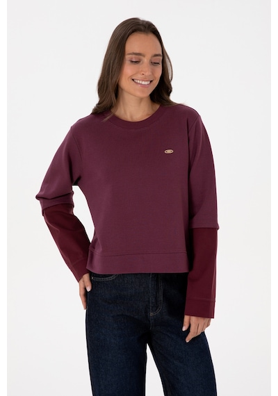 U.S. Polo Assn. Kadın Bordo Gömlek Detaylı Bisiklet Yaka Sweatshirt 50315303-VR177