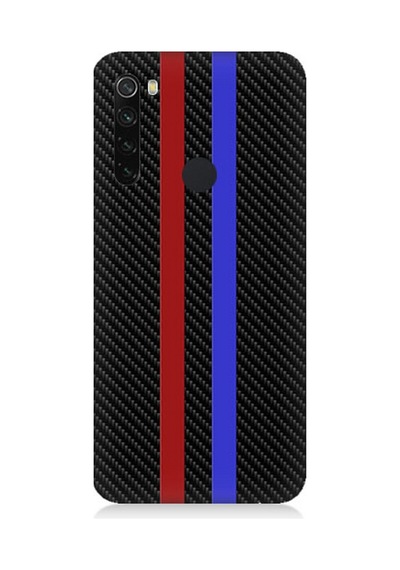 Xiaomi Redmi Note 8 Uyumlu Silikon Kılıf Bordo Mavi Karbon