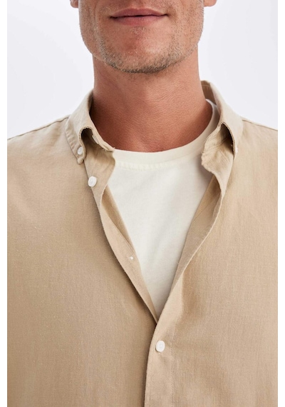 DeFacto Relax Fit Polo Yaka Kısa Kollu Keten Karışımlı Pamuklu Uzun Kollu Gömlek C1106AX24SMBG732 DeFacto Relax Fit Polo Yaka Kısa Kollu Keten Karışımlı Pamuklu Uzun Kollu Gömlek C1106AX24SMBG732
