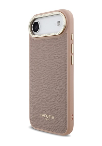 Apple Uyumlu iPhone 17 Air Kılıf Lacoste Lisanslı M-safeli Champs Elysees Pu Deri Tasarımlı Kapak Pembe Pembe