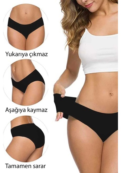 8 Adet Kadın Dikişsiz Lazer Kesim Esnek İz Yapmayan Külot S4 L-xl Çok Renkli