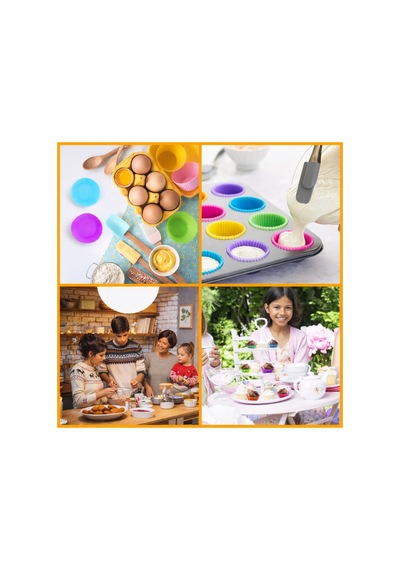 Silikon Mini Kek Kalıbı, Cupcake Kalıbı, Tekrar Kullanılabilir, Yapışmaz-12 Adet Çok Renkli - 904904318 Çok Renkli
