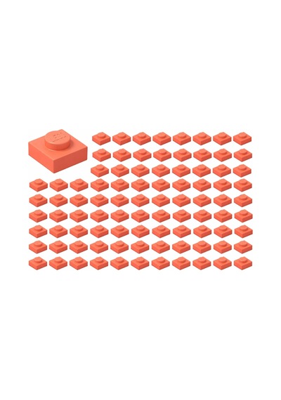 Yedek Parçalar: Plate: 100 Adet 1x1 Plate Parts Plaka Parçası Mercan - Coral 3024