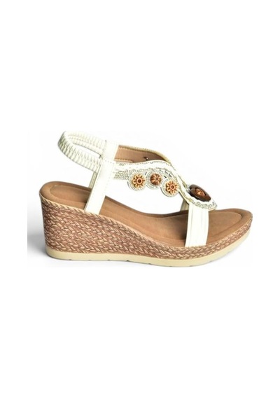 Fox Shoes Y274501609 Beyaz Dolgu Tabanlı Kadın Sandalet