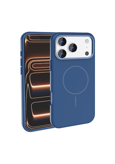Apple Uyumlu iPhone 17 Pro Max Kılıf M-safe Şarj Özellikli Metal Kamera Çerçeveli Zore Edi Silikon Kapak Lacivert