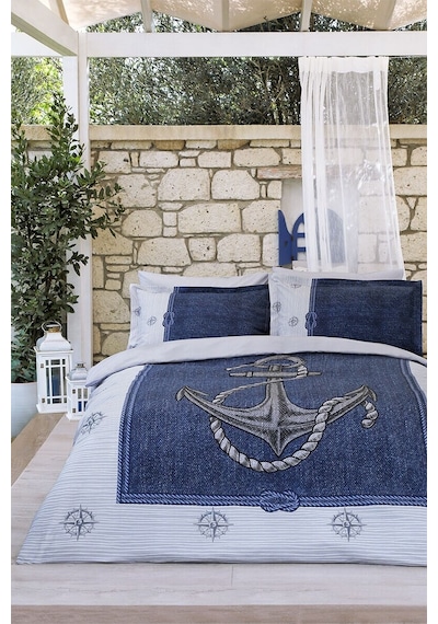Özdilek Anchor Denim Tek Kişilik Nevresim Takımı Gri (Çapalı)