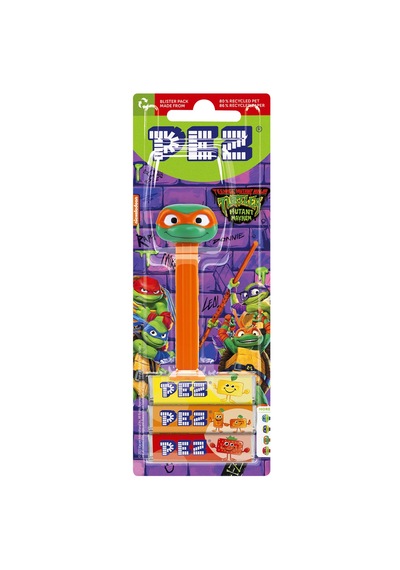 Pez Dispenser Turtles Michelangelo Meyve Aromalı Şekerleme Makinesi Ve Şekerleme Yedekleri