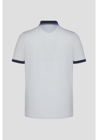 Fermuarlı Polo Yaka Erkek T-shirt Beyaz Beyaz