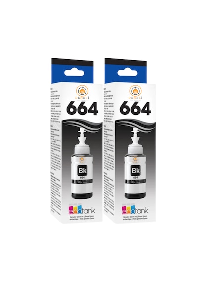 664  Uyumlu Siyah Mürekkep 2'li Set L110 L120 L130 L210 L220 L310 L355 L365 L382 L486 L565 2x70ml