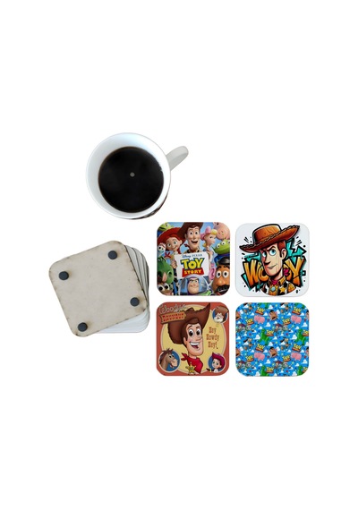 Toy Story Dekoratif Ahşap Bardak Altlığı Seti 043 Çok Renkli